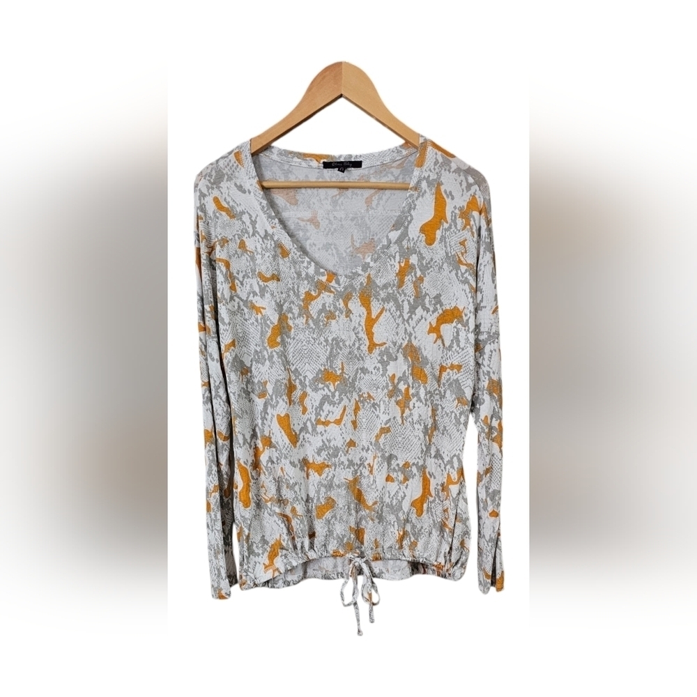 Olivia Sky - NEW Women's Unique Snakeskin Print V-Neck Drawstring Top - Picture 2 of 9